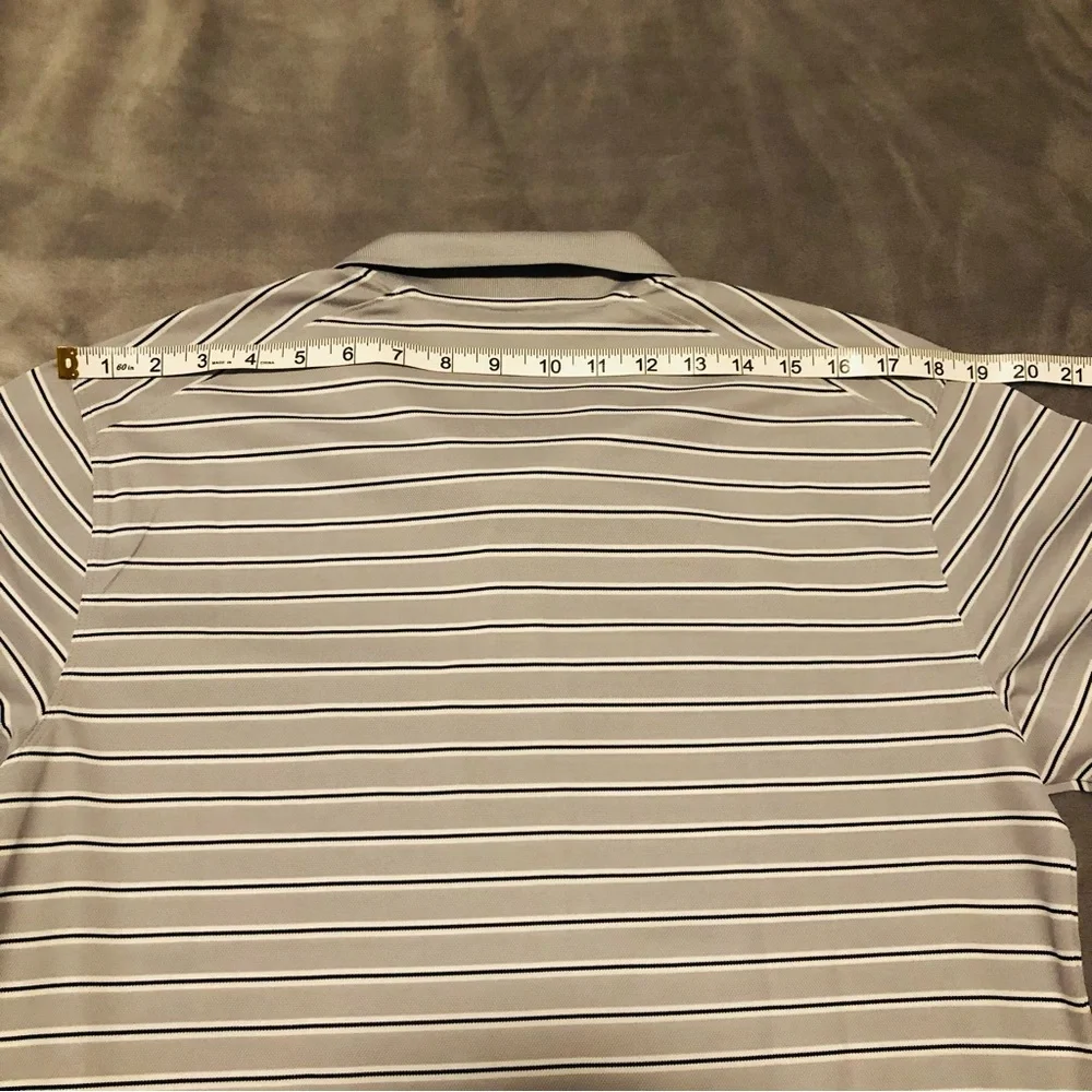 Nike Dri-FIT Mens Golf Polo Shirt Striped Gray Athletic‎ Fit Small